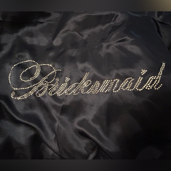 Silky Bridesmaid Robe, Navy Blue Size M - Picture 3 of 3